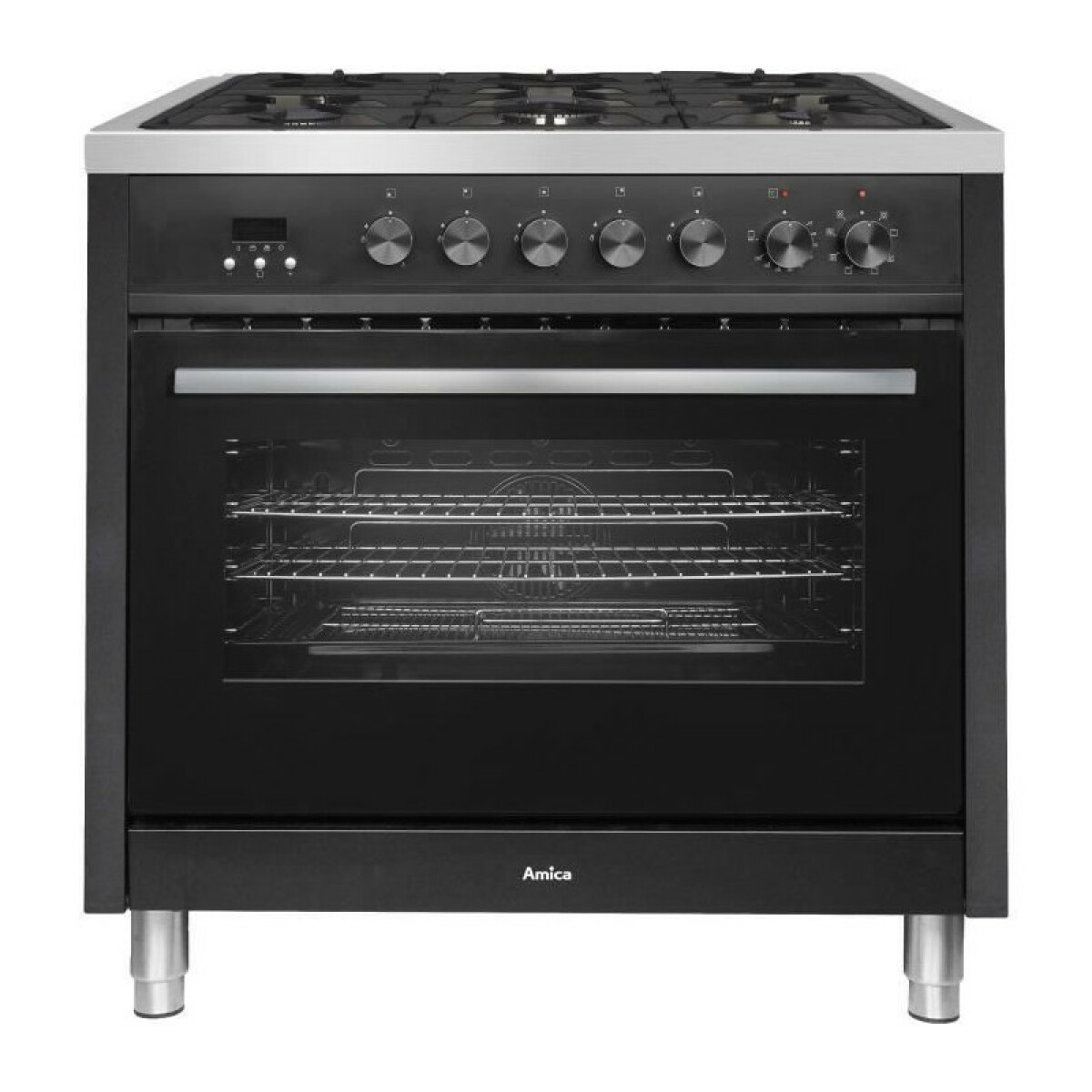 AMICA CWCMRC103CPB – Piano de cuisson – 5 foyers gaz – Four multifonction chaleur tournante – Catalyse – 107 L – L90 x H90cm -No