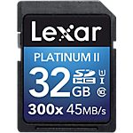 Carte mémoire Micro SD Lexar Platinum II 300x Class 10 32 GB Noir