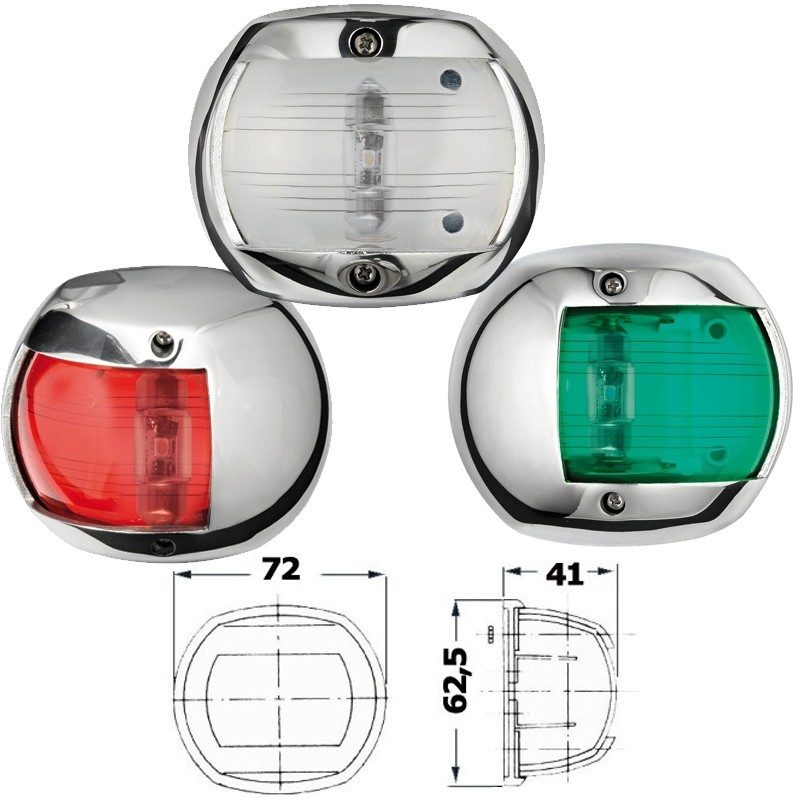 Feux de navigation Osculati Compact 12 LED en inox AISI 316 poli miroir