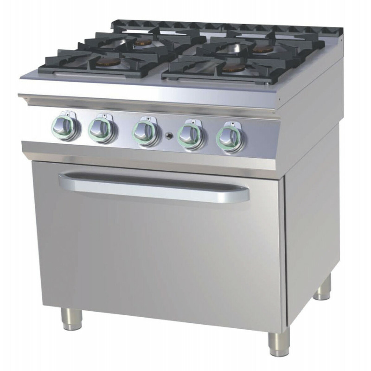 Fourneau 4 Feux Gaz sur Four Électrique à Convection GN 1/1 – 27 kW