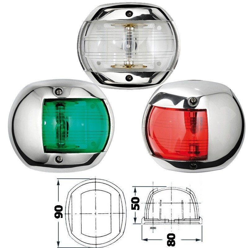 Feux de navigation Classic Osculati 12 en inox AISI 316 poli miroir