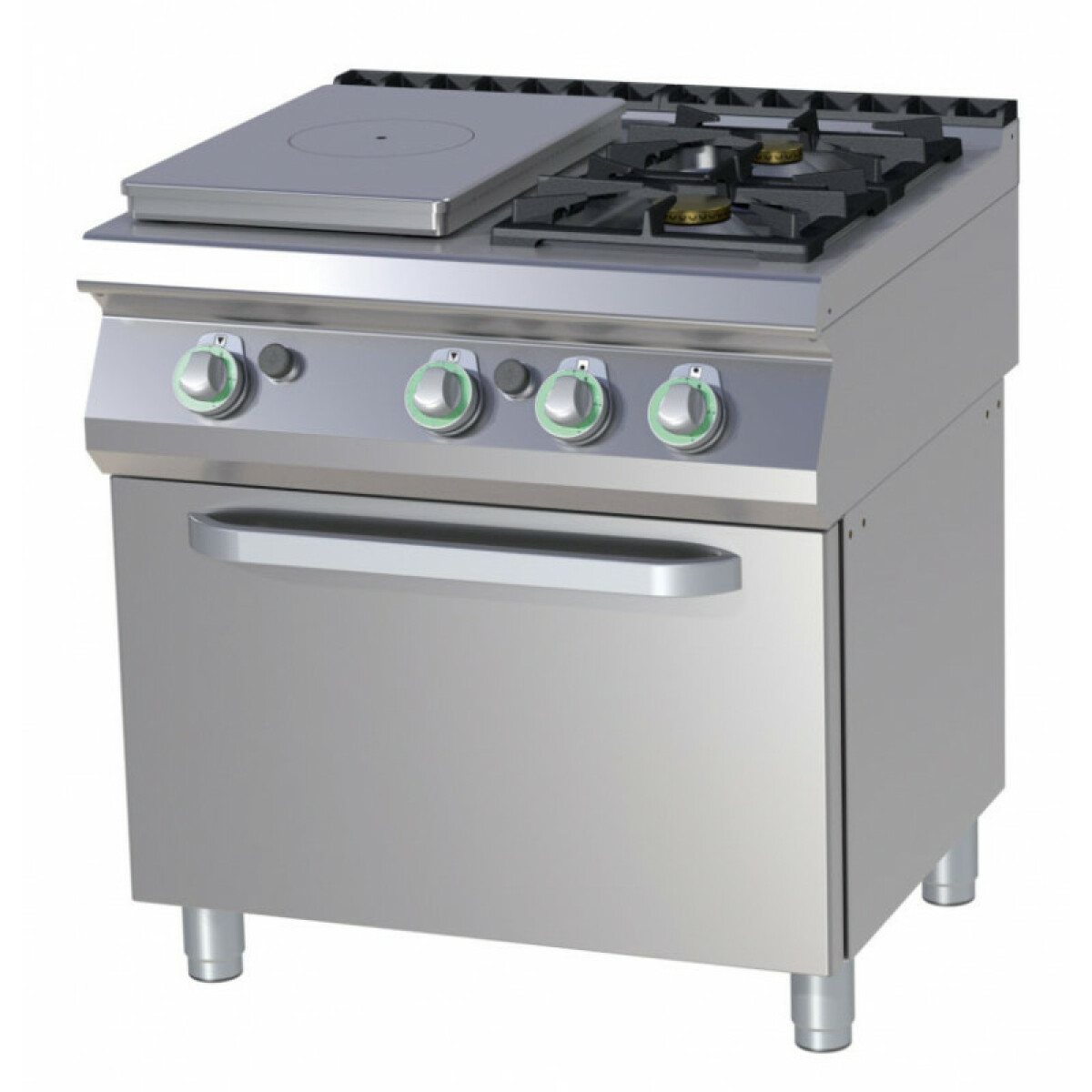 Fourneau 2 Feux Gaz et Plaque Coup de Feu sur Four Électrique Statique GN 2/1 – 19,1 kW