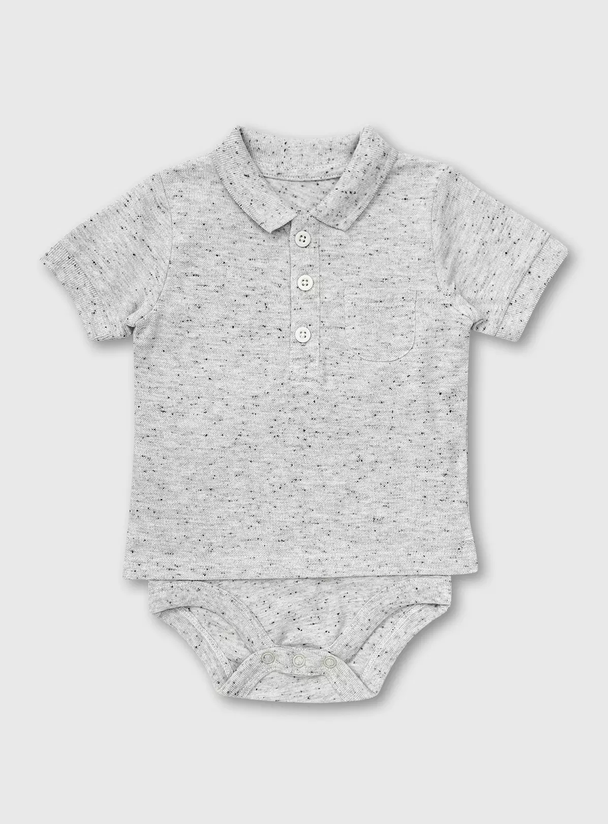 Grey Fleck Pique Polo Shirt Style Bodysuit – 6-9 months