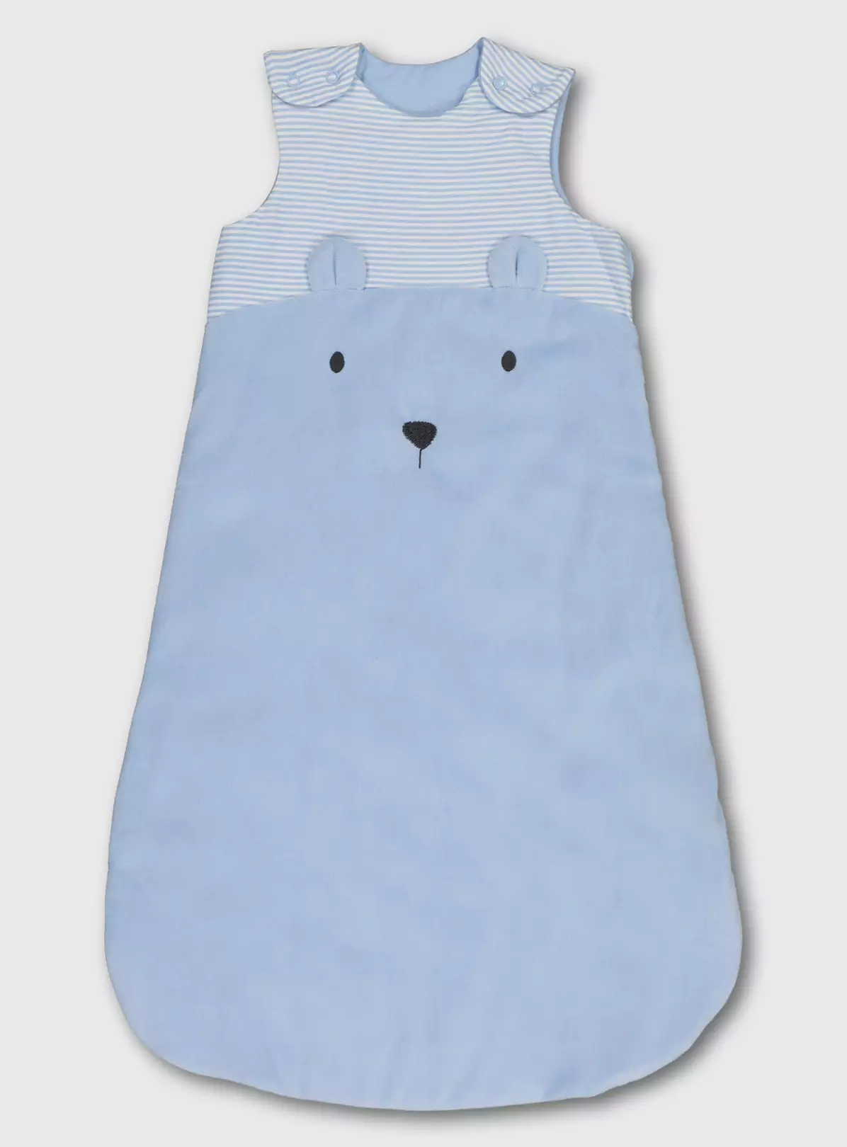 Blue Stripy Bear Velour 1.5 Tog Sleeping Bag – 12-18 months