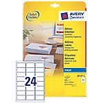 25 Feuilles pour étiquettes adresse jet d’encre – Avery – 24 étiquettes 63,5 x 33,9 mm