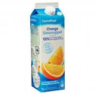 Jus d’orange sans pulpe 100% pur fruit pres Carrefour