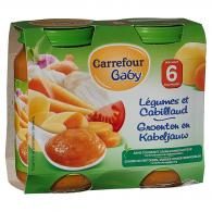 Petits pots bébé légumes cabillaud dès 6 mois Carrefour Baby