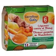 Petits pots bébé légumes et bœuf dès 6 mois Carrefour Baby