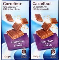 Chocolat lait croustillant Carrefour