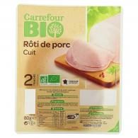Rôti de porc cuit, saumuré bio Carrefour Bio