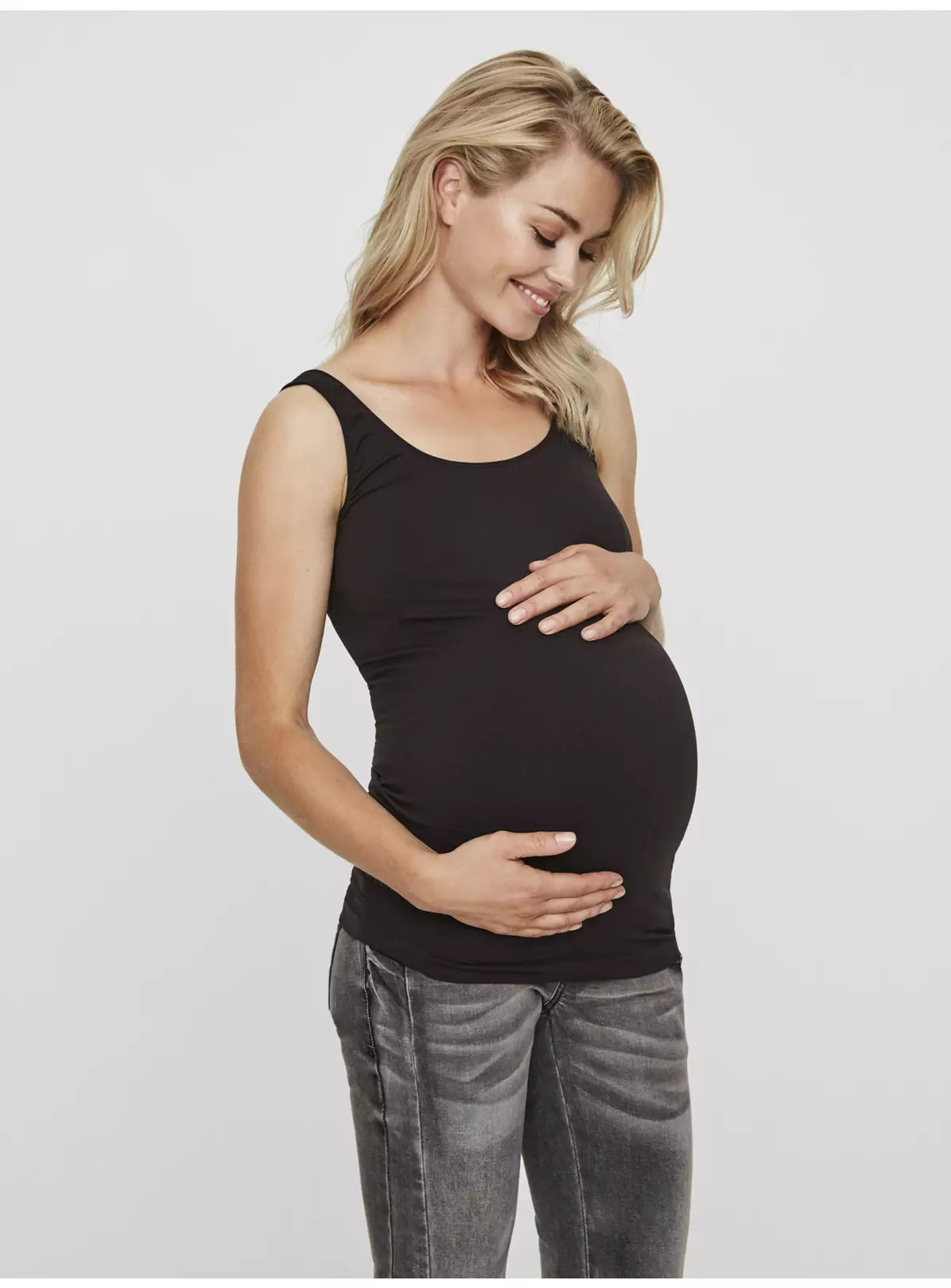 Maternity Black Ribbed Tank Top – One Size