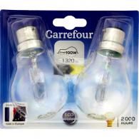 Ampoule halogène claire baïonnette 100W 240V Carrefour