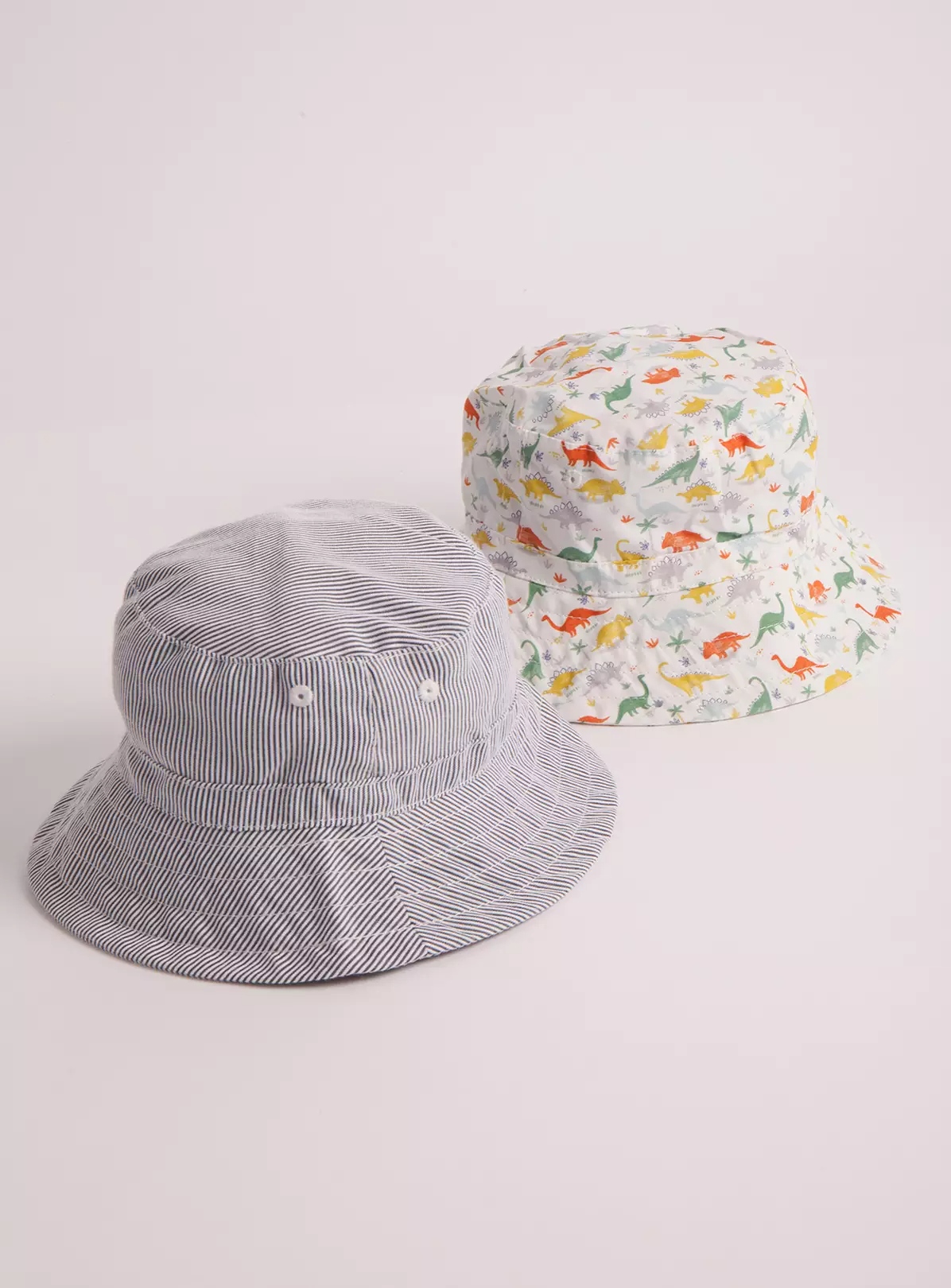 Stripe & Dinosaur Print Bucket Hat 2 Pack – 1-2 years