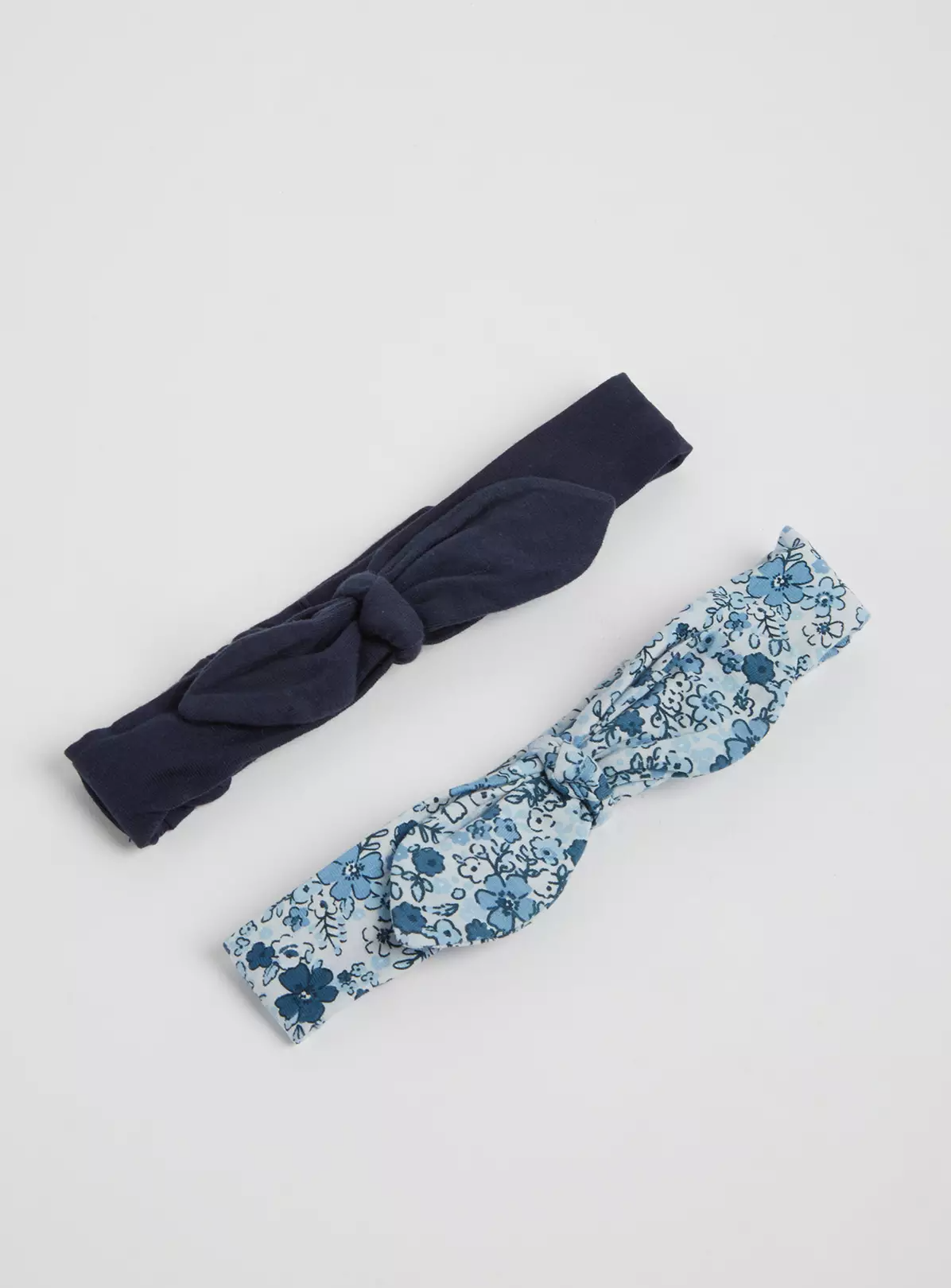 Blue Floral Print & Navy Bow Headband 2 Pack – 6-12 months