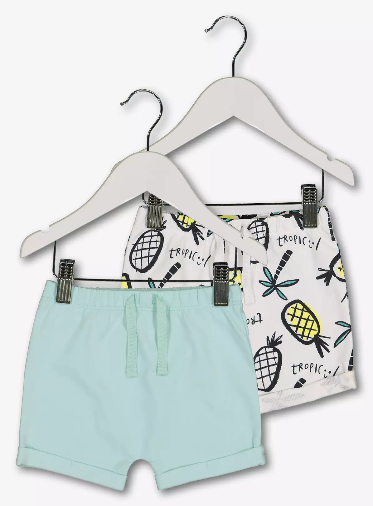 Pale Blue & Pineapple Jersey Shorts 2 Pack – Up to 1 mth
