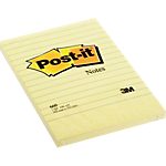 Post-it® Bloc notes repositionnables – Post-it – jaune ligné 100 feuilles – 102 x 152 mm