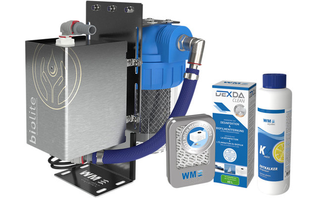 WM Aquatec solution complète pour l’hygiène de l’eau / kit d’approvisionnement en eau 60 litres, y compris unité de désinfection de l’eau