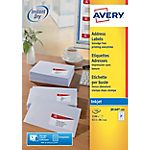 100 Feuilles pour étiquettes adresse jet d’encre – Avery – 21 étiquettes 63,5 x 38,1 mm