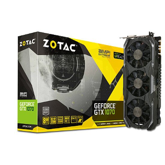 Zotac GeForce GTX 1070 AMP! Extreme – 8 Go GeForce GTX 1070, 1632 MHz, PCI-Express 16x, 8 Go, 8208 MHz