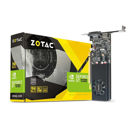 Zotac GeForce GT 1030 – 2 Go GeForce GT 1030, 1227 MHz, PCI-Express 16x, 2 Go, 6000 MHz