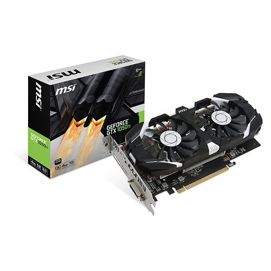 MSI GeForce GTX 1050 Ti 4GT OC – 4 Go GeForce GTX 1050 Ti, 1341 MHz, PCI-Express 16x, 4 Go, 7000 MHz