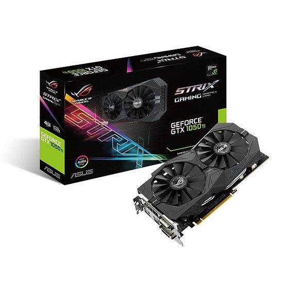 Asus GeForce GTX 1050 Ti STRIX Gaming – 4 Go GeForce GTX 1050 Ti, 1290 MHz, PCI-Express 16x, 4 Go, 7008 MHz