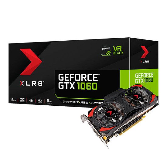 PNY GeForce GTX 1060 XLR8 OC Gaming – 6 Go GeForce GTX 1060, 1582 MHz, PCI-Express 16x, 6 Go, 8000 MHz