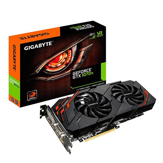 Gigabyte GeForce GTX 1070 Ti WindForce – 8 Go GeForce GTX 1070 Ti, 1607 MHz (1632 MHz OC Mode), PCI-Express 16x, 8 Go, 8008 MHz