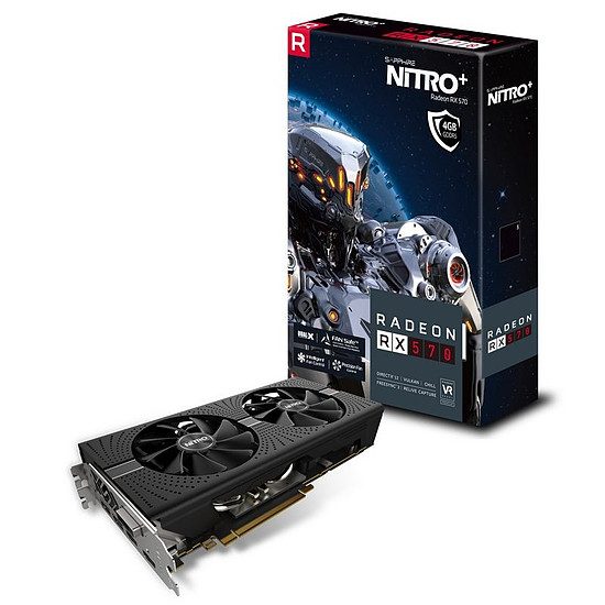Sapphire Radeon RX 570 Nitro+ 4 Go Radeon RX 570, 1340 MHz, PCI-Express 16x, 4 Go, 7000 MHz