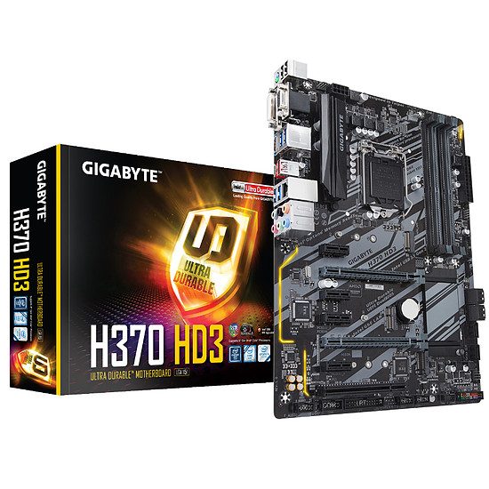 Gigabyte H370 HD3 Jeu, Socket 1151, Intel H370, 2 ports PCI-Express 16x, 2666 MHz (DDR4), SATA Revision 3.0 (6 Gb/s), 1