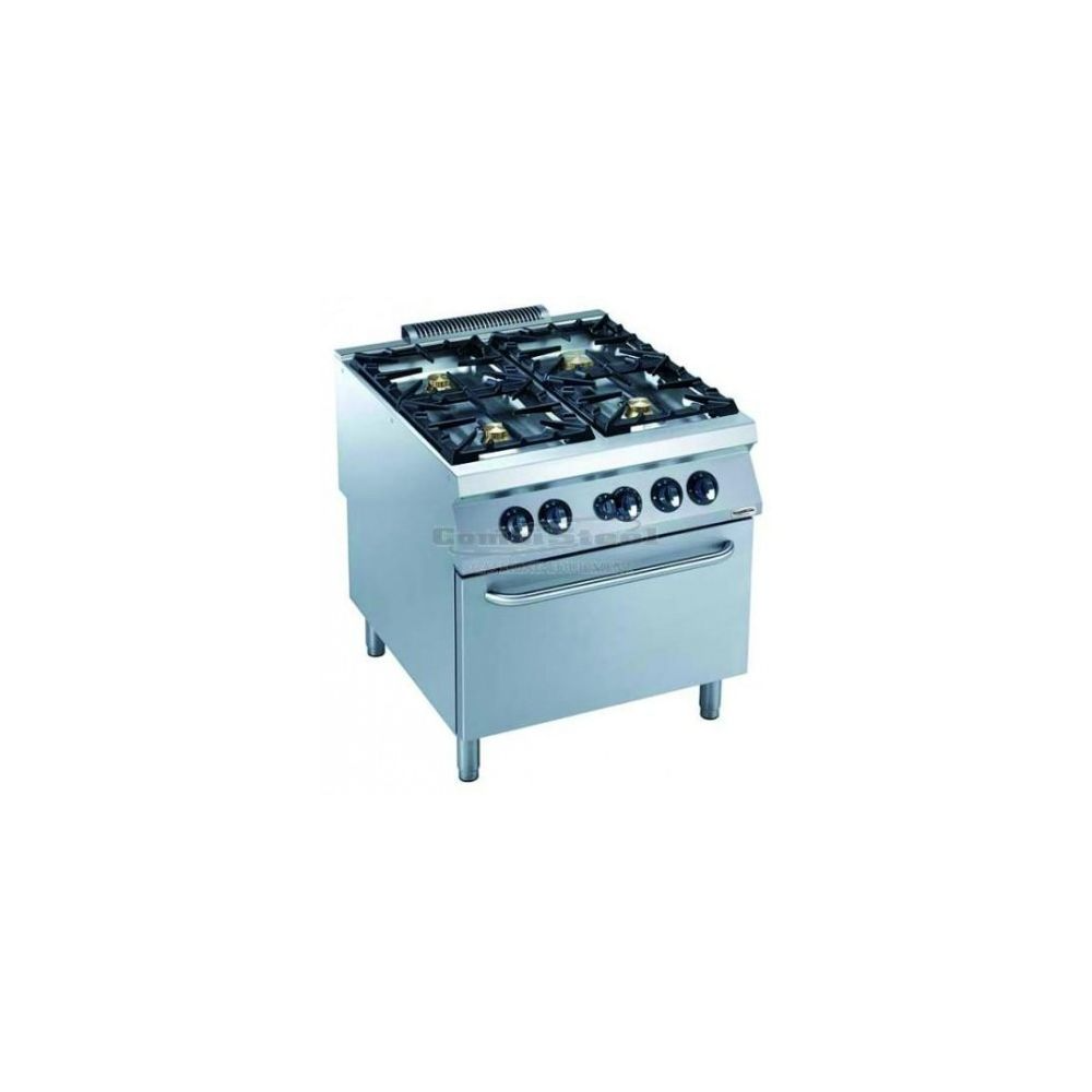 Fourneau à gaz 4 brûleurs – 28 kw avec four à gaz 8,5 kw – Combisteel – 900