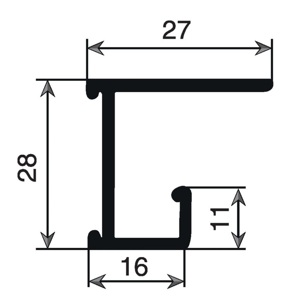 RAIL ALU DOSSIER SUSPENDU S/TAB 4M