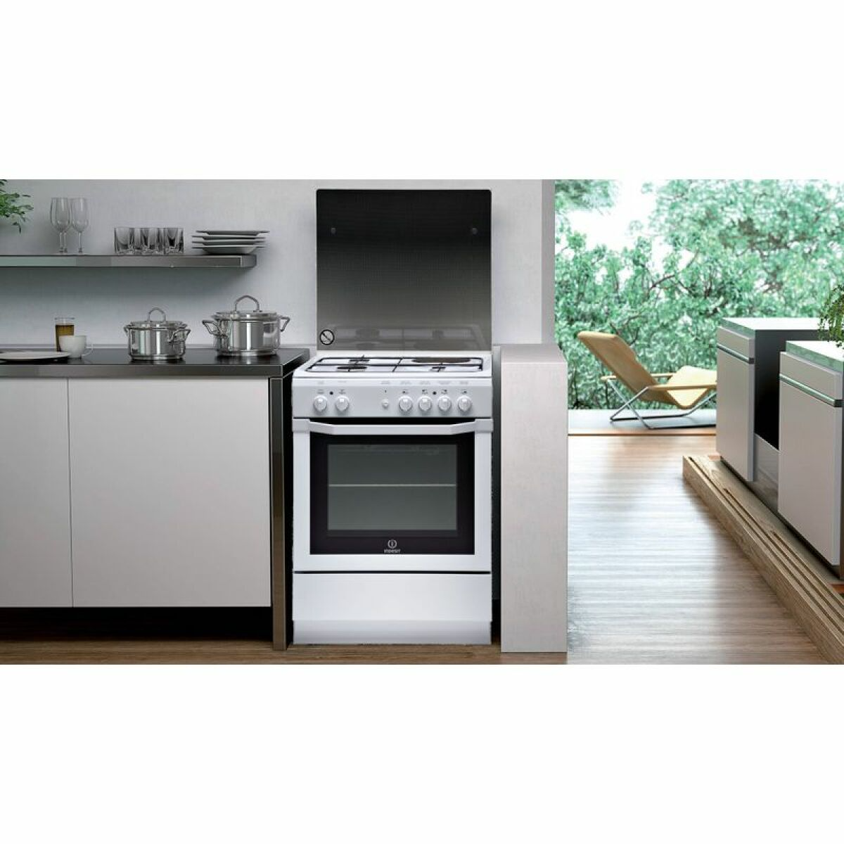 Cuisinière mixte INDESIT I6MSCAGWFR 3 foyers gaz + 1