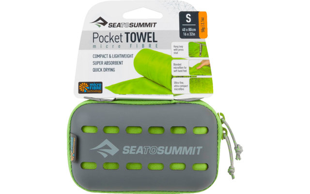 Sea to Summit Pocket Towel Serviette microfibre Petite verte 40cm x 80cm.