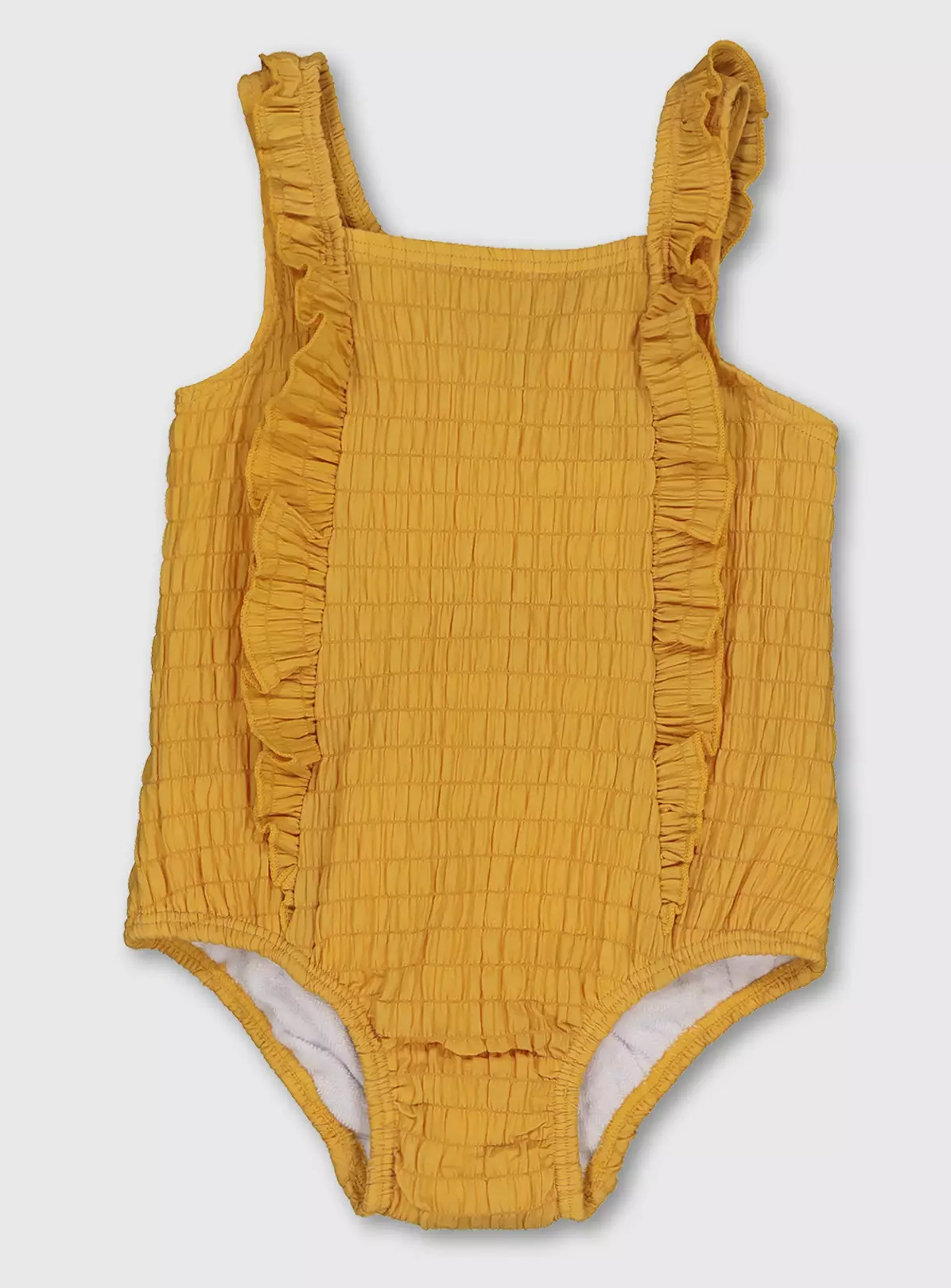 Mustard Frill Swimsuit With Integrated Nappy – 9-12 months