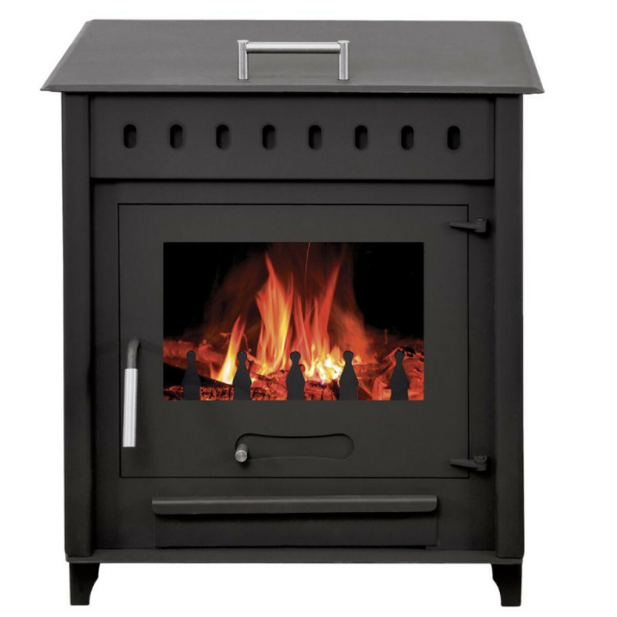 POÊLE À BOIS AVEC FOUR JUAN 14KW | BÛCHES 55CM – Noir