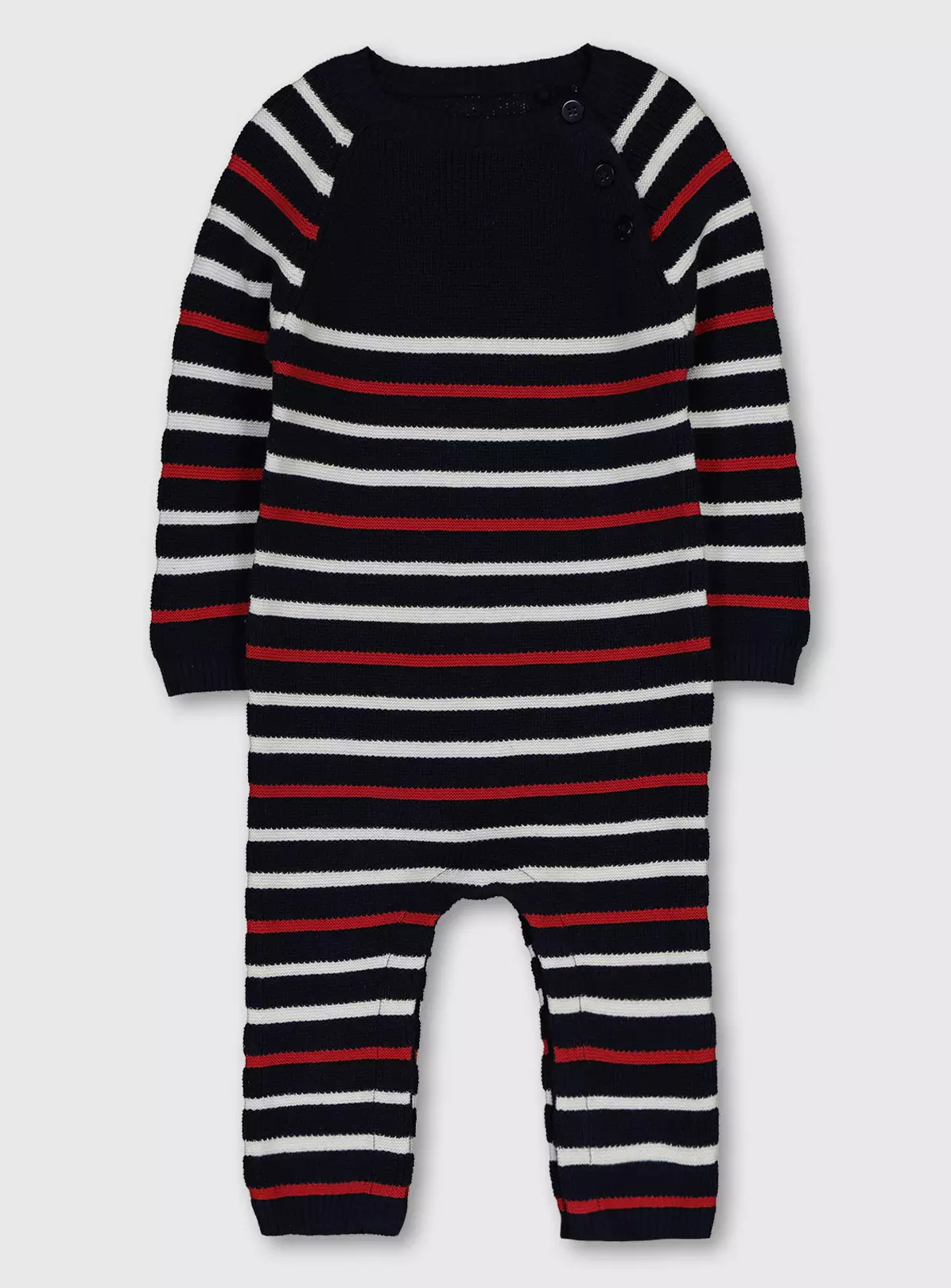 Navy Stripe Knitted Romper – Up to 1 mth