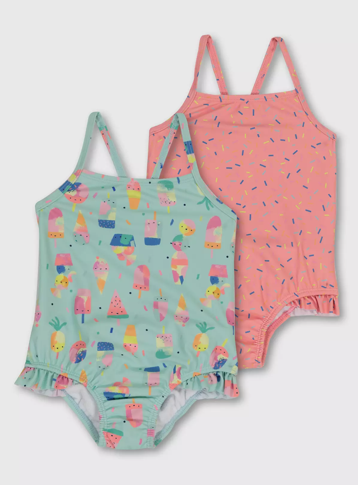 Mint Green & Pink Sprinkle Nappy Swimsuit 2 Pack – Up to 3 m