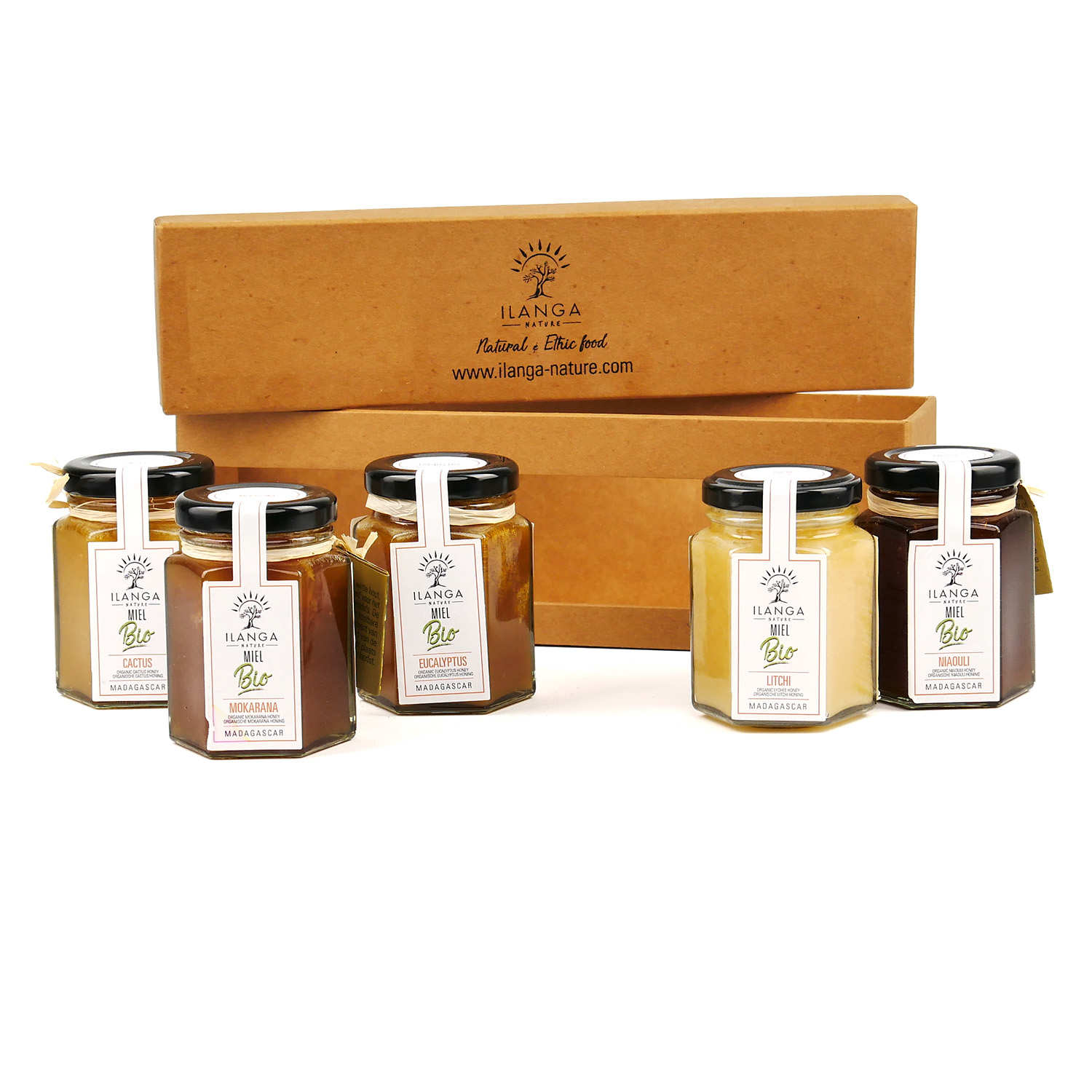 Coffret 5 miels bio de Madagascar