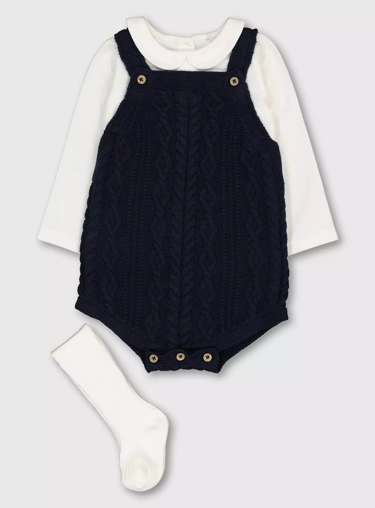 Navy Cable Knit Bodysuit & White Bodysuit 2 Pack – 3-6 month