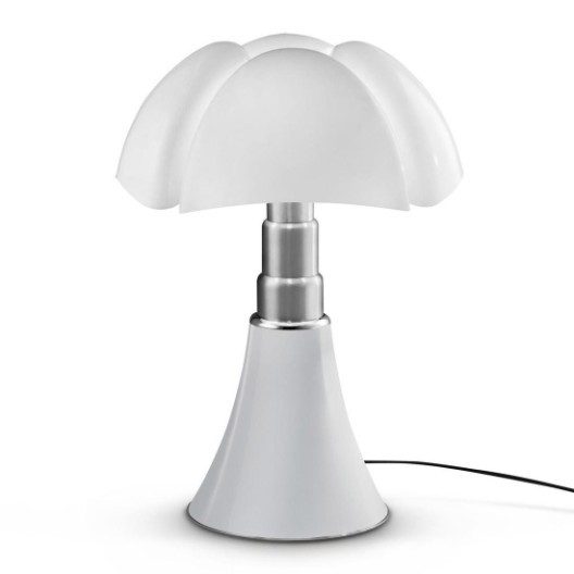 Lampe design Pipistrello blanc, 4 ampoules, pied télescopique, H.66-88cm