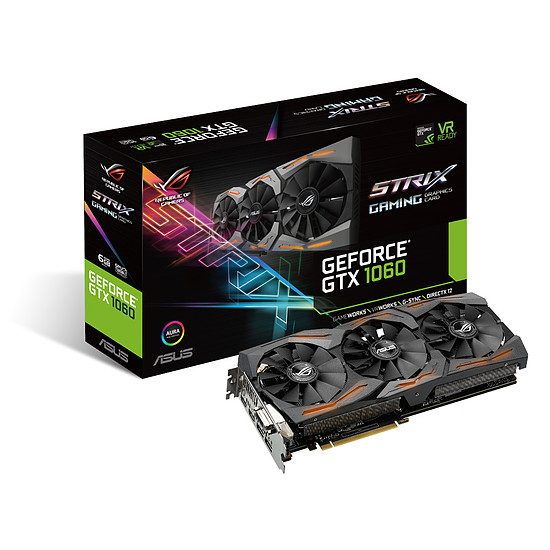 Asus GeForce GTX 1060 STRIX – 6 Go GeForce GTX 1060, 1506 MHz (1531 MHz mode OC), PCI-Express 16x, 6 Go, 8008 MHz