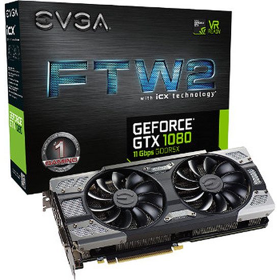 EVGA GeForce GTX 1080 FTW2 Gaming ICX – 8 Go GeForce GTX 1080, 1721 MHz, PCI-Express 16x, 8 Go, 10 000 MHz