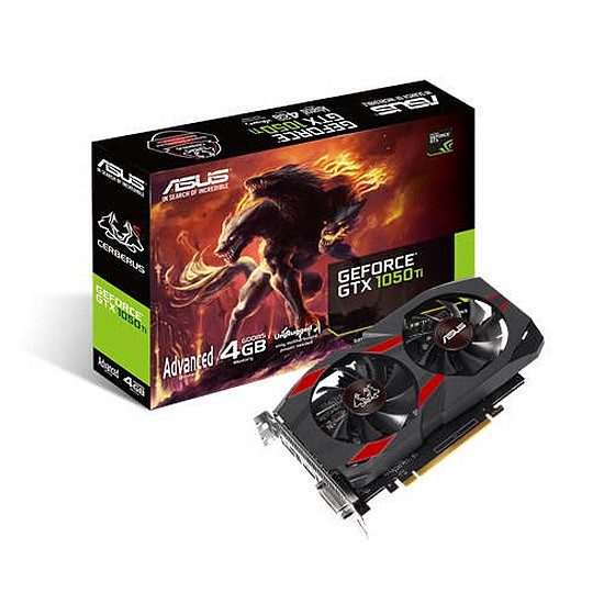 Asus Cerberus GeForce GTX 1050 Ti Advanced – 4 Go GeForce GTX 1050 Ti, 1303 MHz (1328 MHz OC mode), PCI-Express 16x, 4 Go, 7008 MHz