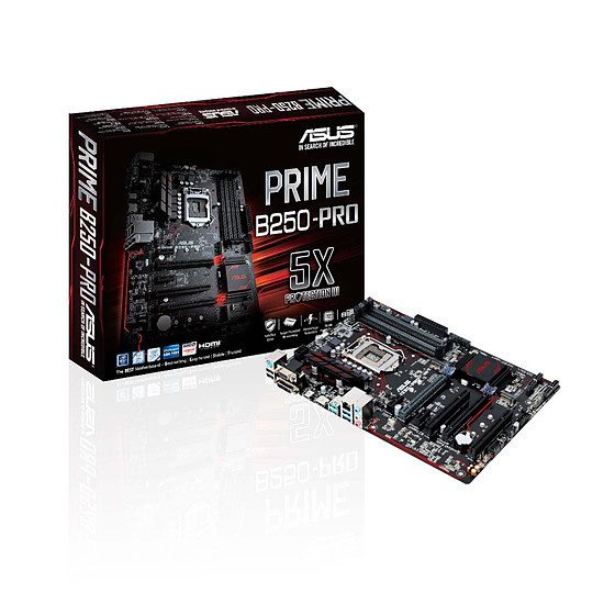 Asus PRIME B250-PRO Jeu, Socket 1151, Intel B250, 2 ports PCI-Express 16x, 2400 MHz (DDR4), SATA Revision 3.0 (6 Gb/s), 1