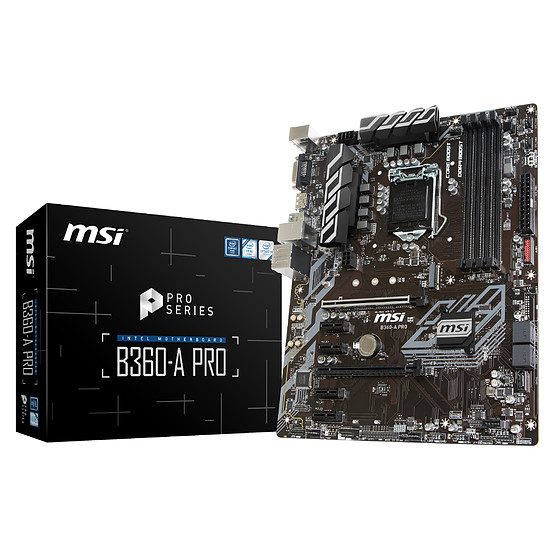MSI B360-A PRO Socket 1151, Intel B360, 2 ports PCI-Express 16x, 2666 MHz (DDR4), SATA Revision 3.0 (6 Gb/s), 1 port M.2