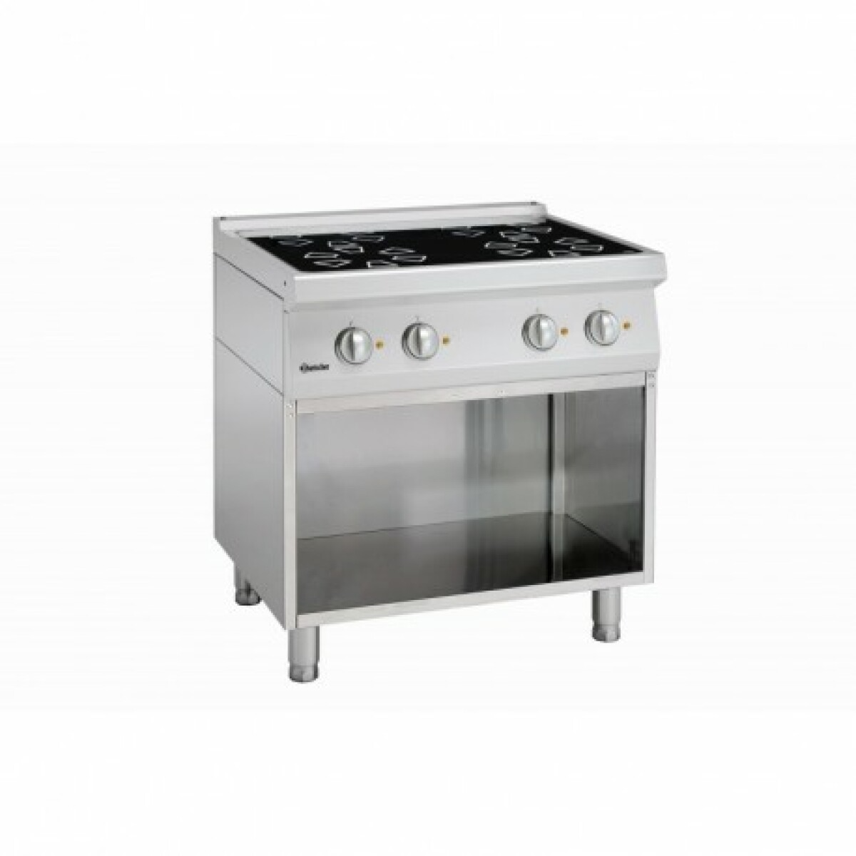 Fourneau vitrocéramique 4 zones radiantes 9.2 kw – Profondeur 700 – soubassement ouvert – Bartscher