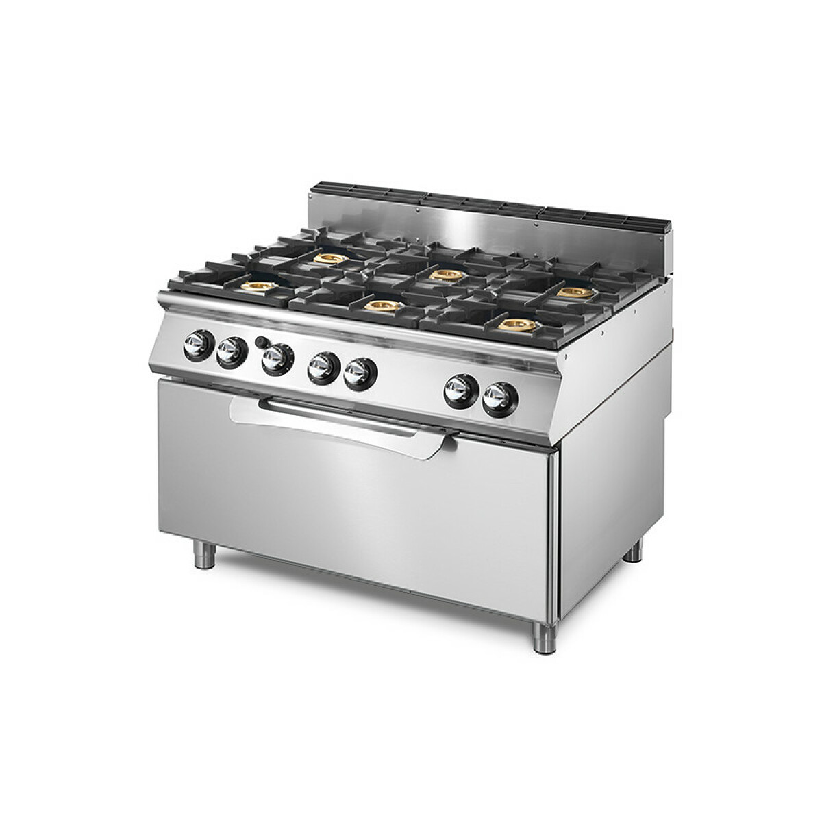 Cuisinière gaz sur four électrique statique GN 2/1 et armoire fermée, 6 brûleurs- Virtus