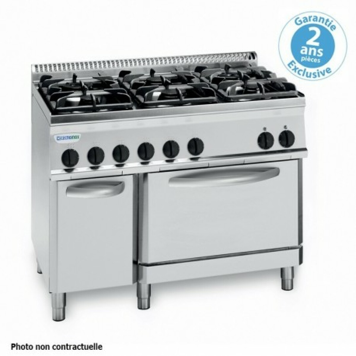 Piano de cuisson dessus gaz sur four gaz – 6 feux sur four gaz + placard – gamme 700 – modules 350 – Tecnoinox