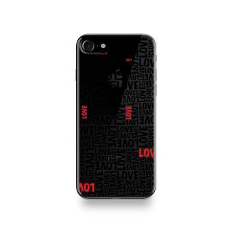 Coque Iphone 8 Silicone motif Typographie Love Noir Et Rouge